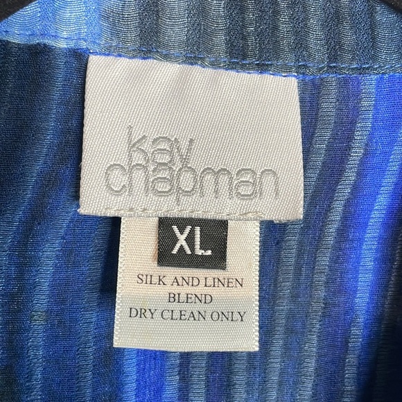 SOLD Kay Chapman | Women’s Colorful Silk & Linen Blend Button Down Shirt - Picture 4 of 7